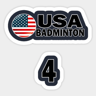 USA Badminton Number 4 T-shirt Design Sticker